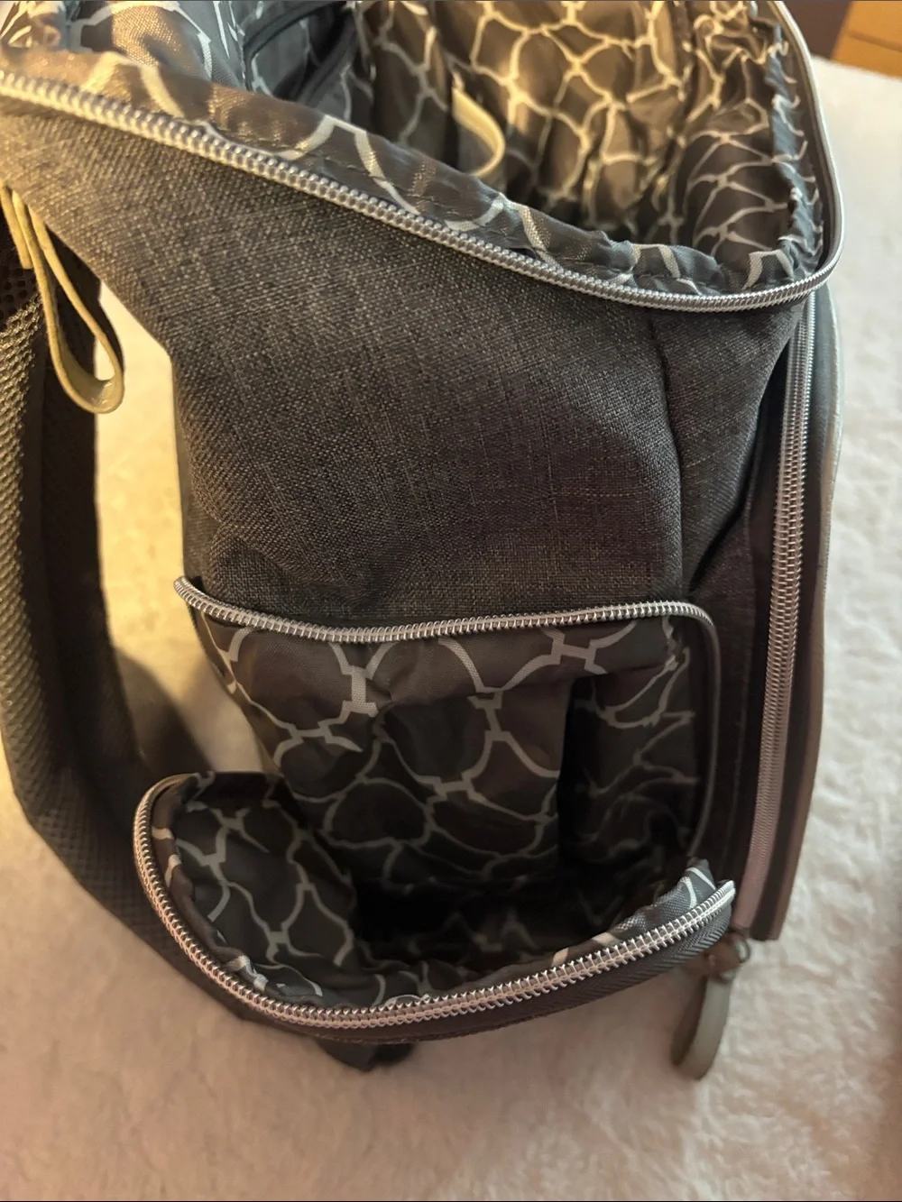 Gray Backpack with Cream Trim by Unknown Brand - Everyday Travel Pack